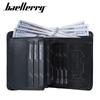 Baellerry Vintage Design Tri-fold Genuine Leather Short Wallets for Men Business ID Card Holder Cash Pack Money Bags