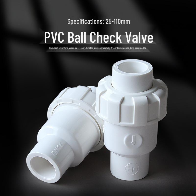 White PVC Ball Check Valve for Water Pipes, Fish Tank Fitting, Sizes: 1 Inch, 25, 32, 40, 50 Mm