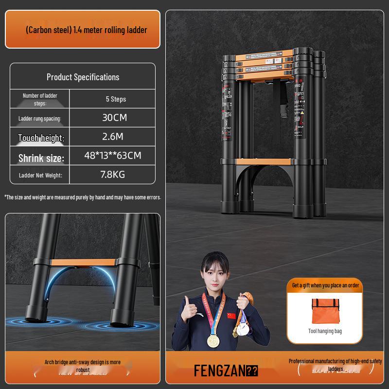 

Sturdy A-frame Telescopic Folding Ladder: Portable, Anti-Sway Household Extension Ladder for Safe Climbing