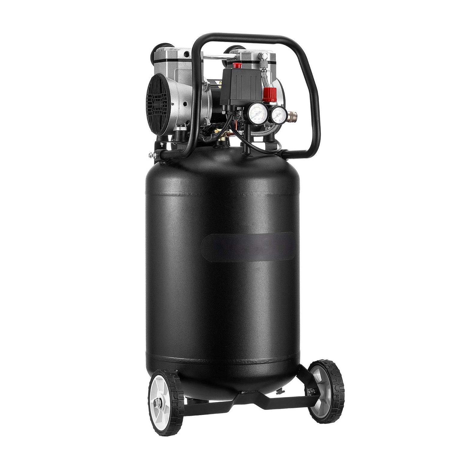 50L Luftkompressor, 1,5 kW 113L/min bei 6,2 Bar, Max. 8 Bar Druck Ölfreier Luftkompressor-Tank, Tragbar auf Rädern für Autoreparatur, Reifenaufpumpen,