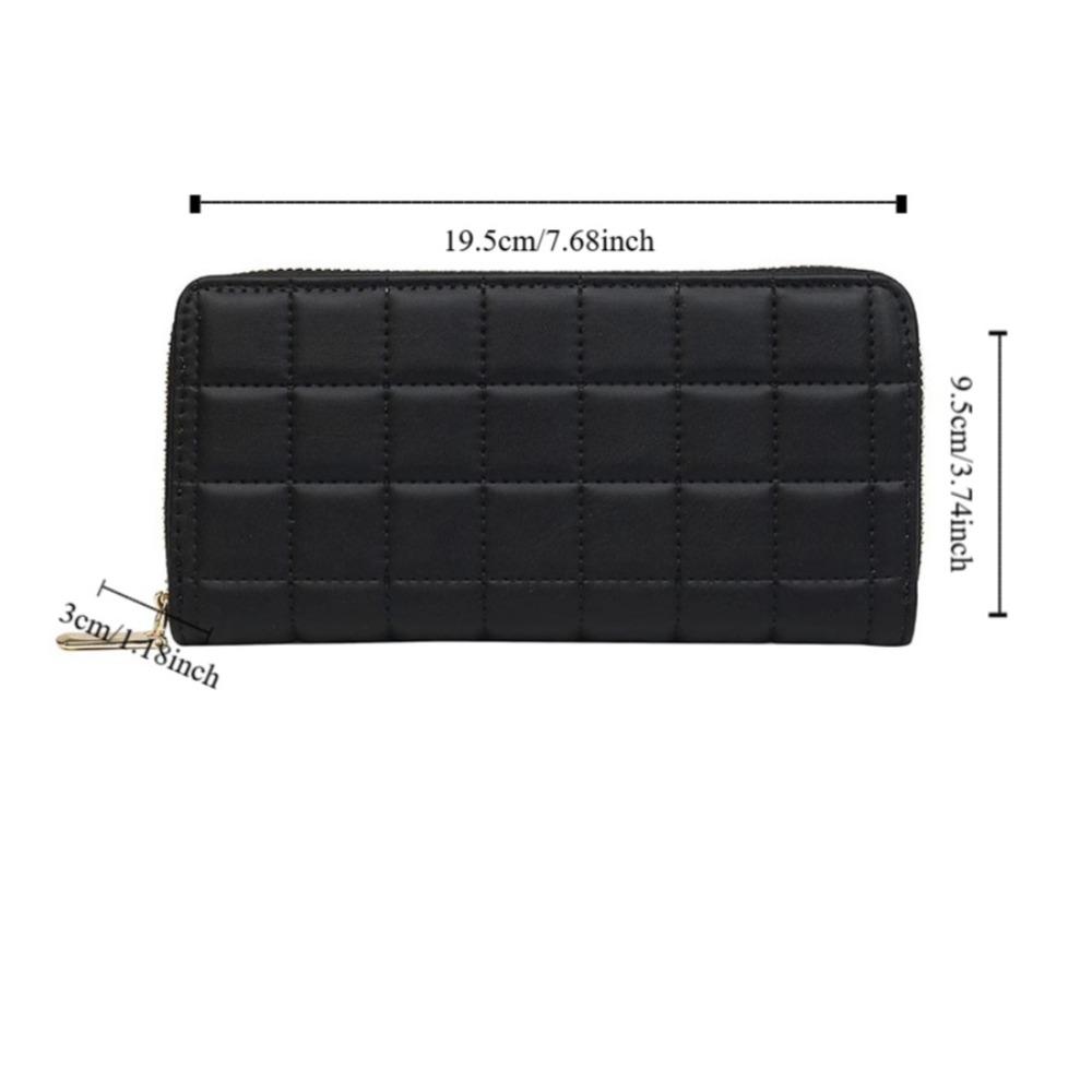 Money Pocket Long Hand Clutch With Zipper PU Long Wallet Trendy Quilted Women's Wallet Daily
