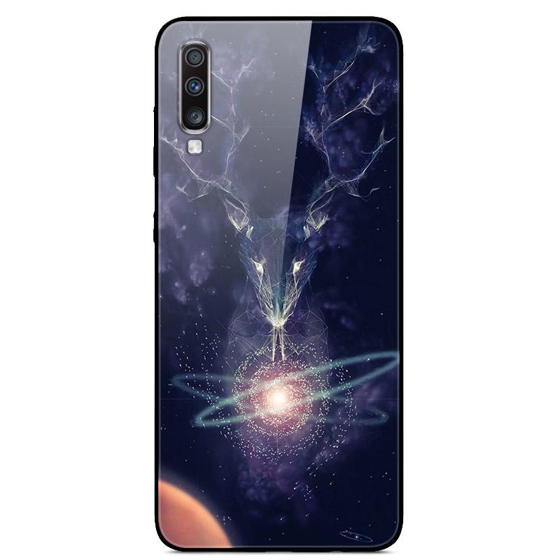 For Samsung A70 Case Cute Pattern Tempered Glass Back Hard Cover Case For Samsung Galaxy A70 Phone Cases Coque A70S A 70 Fundas