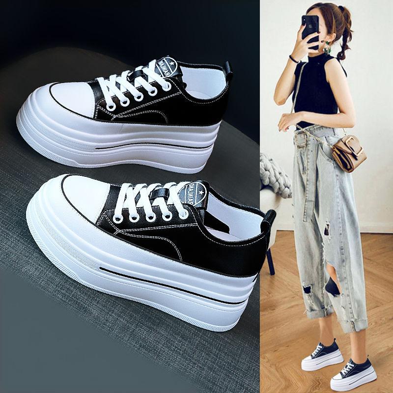 Small inner height-increasing women's shoes 8cm versatile and breathable 2025 summer new high-soled thick-soled ins muffin baseplate shoes