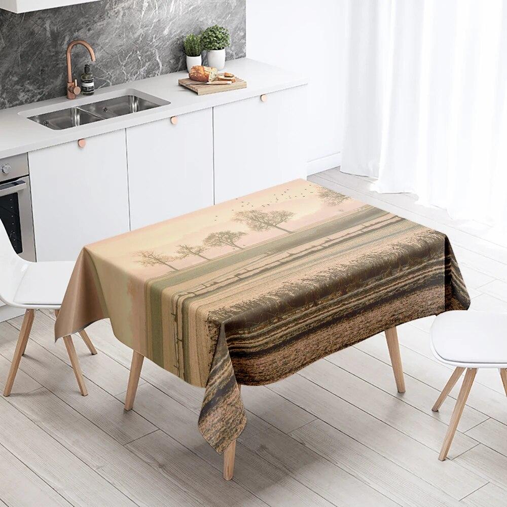 Sunset Migratory Birds Tablecloth Party Restaurant Banquet Decor Stain Resistant Waterproof  Home Table Decoration