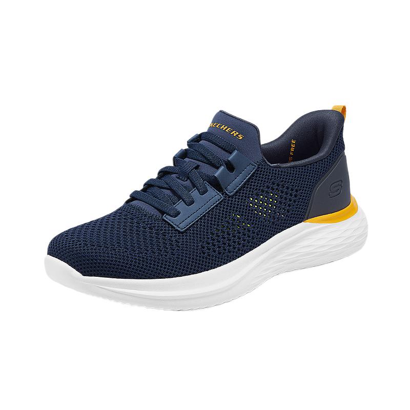 Skechers Mens USA Street Wear Slip-On Shoes Mesh Breathable Comfortable Low-Top Casual Shoes Men Sneaker Navy-Blue 211109-NVY