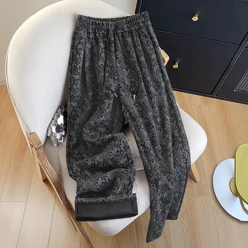 Sibaishe Women's Color Block Elastic Waist Wide-Leg Pants