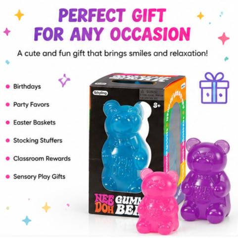 NeeDoh Orsetto Gommoso Giocattolo Morbido Sollievo dallo Stress Sensoriale Fidget Giocattolo da Spremere per Bambini e Adulti Non Tossico Sollievo dall'Ansia Giocattolo da Scrivania