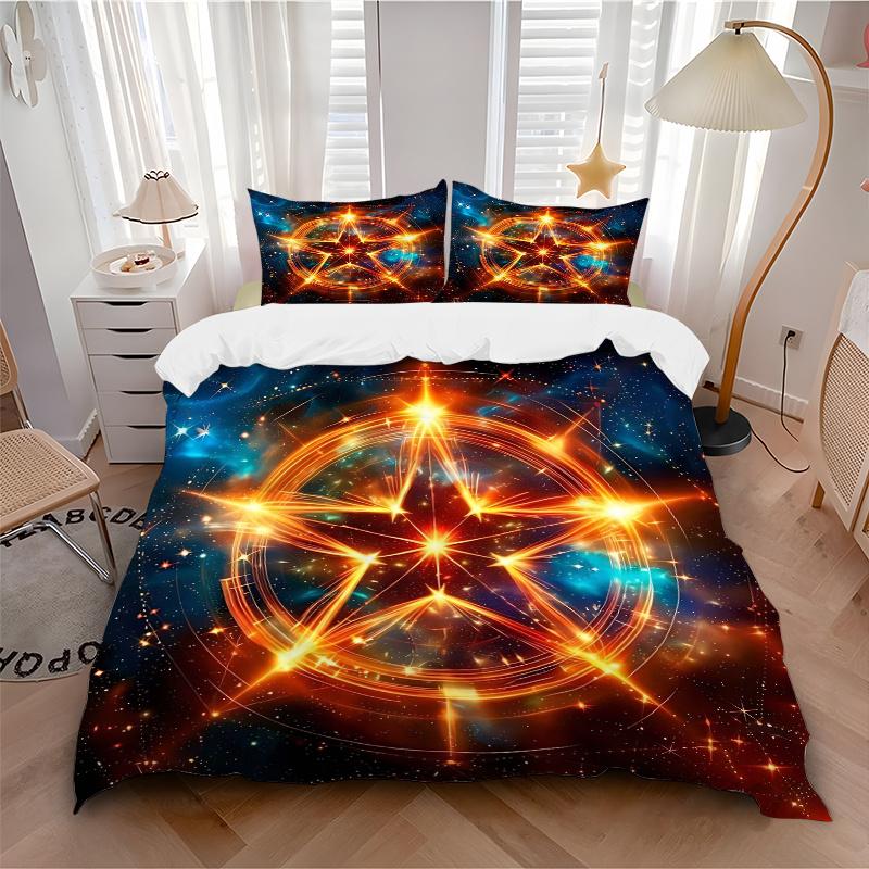 3pcs Enchanted Celestial Star Bedding Set, Including 1 Quilt Cover and 2 Pillow Shams, Without Filling, Soft and Comfortable Home Bedroom Fa