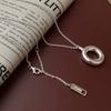 Long Sweater Chain Pendant Necklace 925 Sterling Silver Irregular Round Pendant Necklace for Women