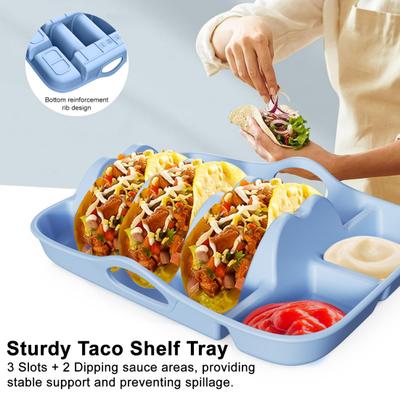 Silicone Taco Tray Burrito Serving Dish with Handles Dividers Heat Resistant Non-Slip Base Dishwasher Safe Tortilla Rack