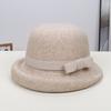 Fashion new French retro cashmere blended basin hat high-end temperament bow elegant small fresh top hat