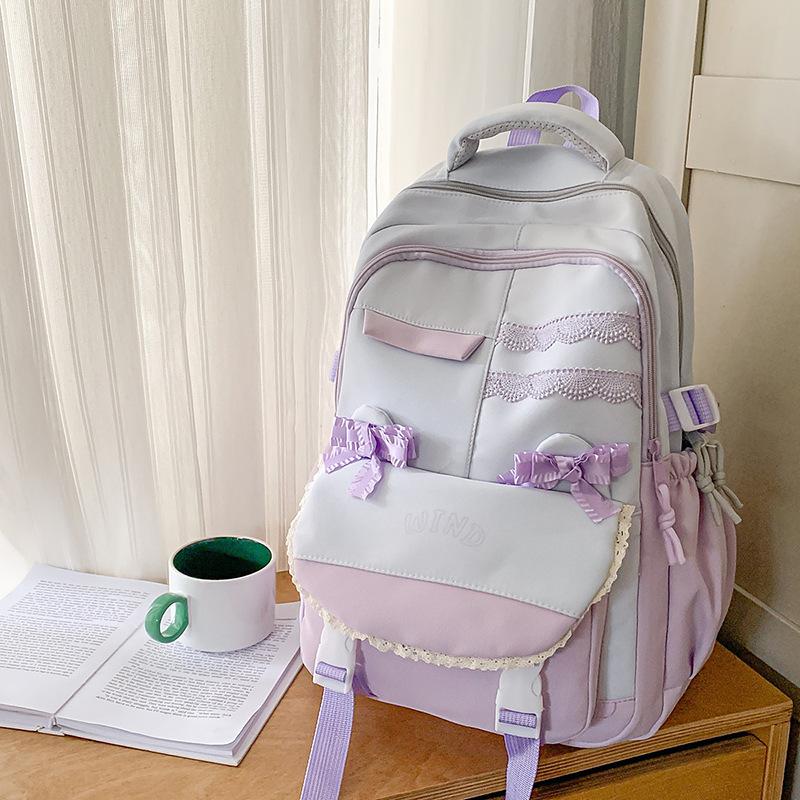 

Новый высококачественный, свежий и милый контрастный рюкзак, легкий и вместительный рюкзак для учеников средней школы