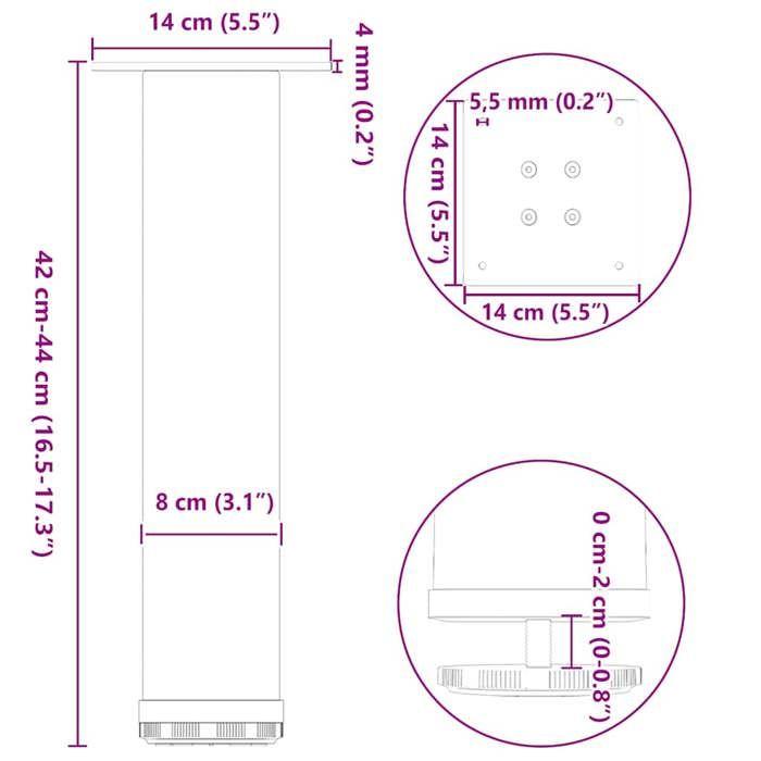VidaXL Pieds de table basse 4 pièces Anthracite 42-44 cm Acier 4012466