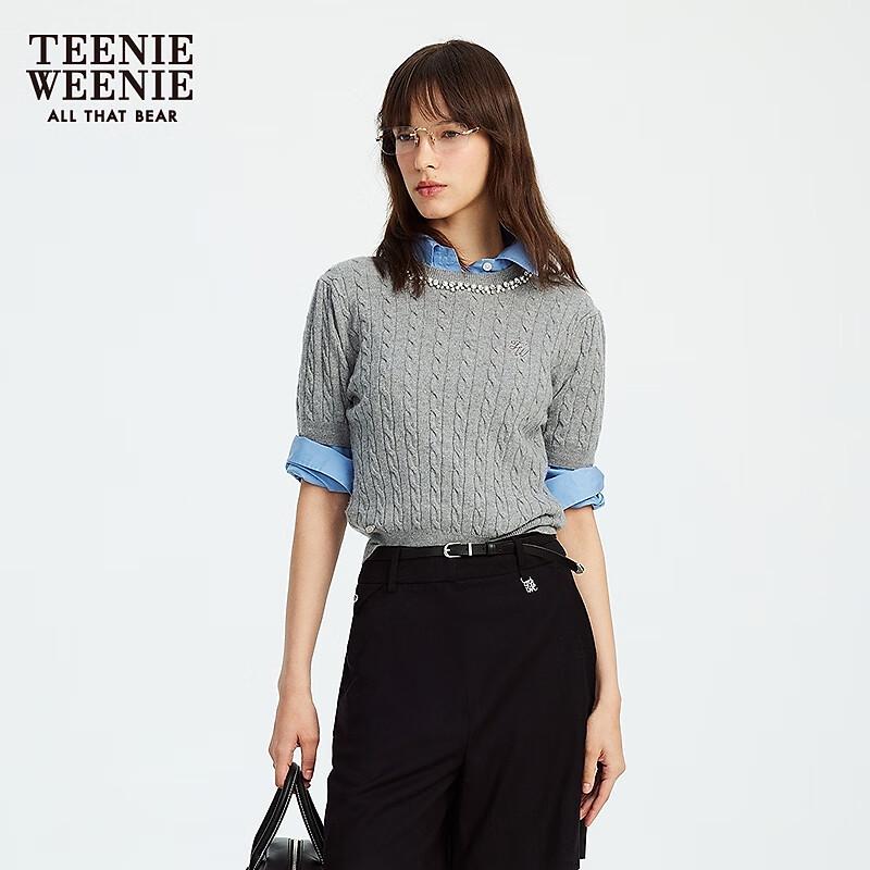 Teenie Weenie Women's Short Sleeve Cable Knit Sweater
