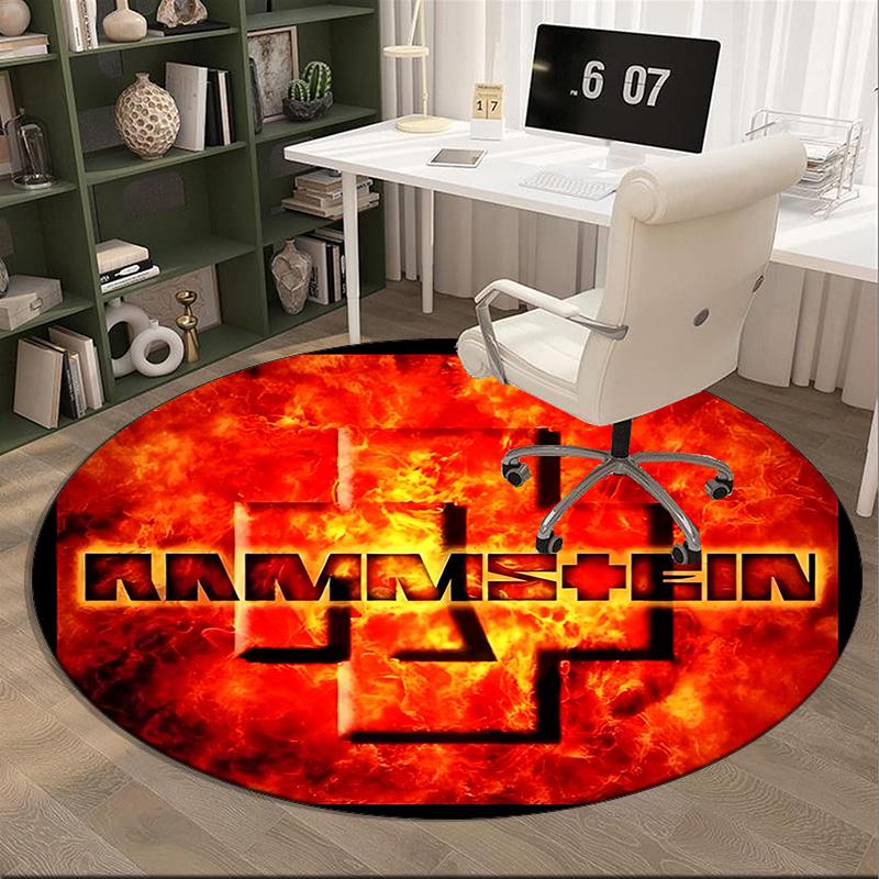 Ramms Rock Band Fire Logo Round Rug for Livingroom,Bedroom, Palyroom, Chair Rug, Area Rug, Circle Carpet, Large Size Fan Christmas Gift