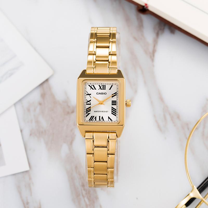 Casio STANDARD Series Fashion Business Simple Elegant Classic Pointer Roman Scale Waterproof Quartz Movement Stainless Steel Strap LTP-V007G-9B