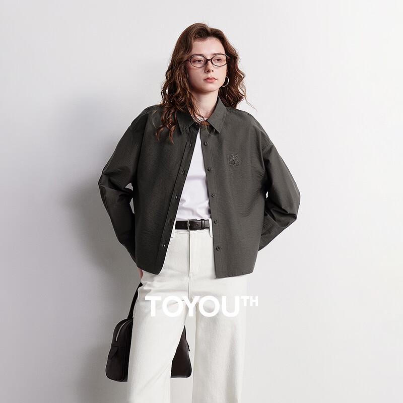 Women s Loose Floral Embroidered Slub Cotton Blouse XL