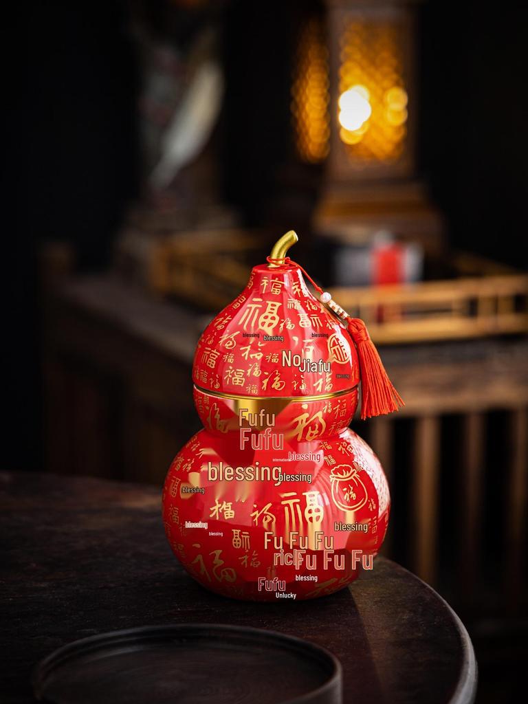 Exquisite Large Ceramic Tea Can with 'Hundred Blessings' Gourd Design: Moisture-proof, Ideal Gift for Elders, Weddings & Business Celebrations