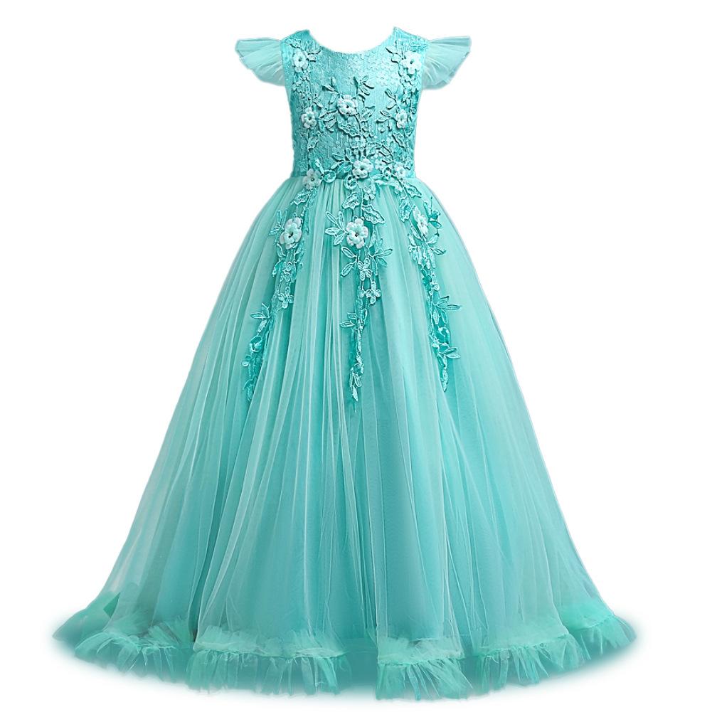 Abito Lungo da Principessa per Bambina Gonna a Petali Taglia Media Grande Bambini Monocolore Rete Abito per Bambini Rete Traspirante Abito Formale per Feste e Banchetti