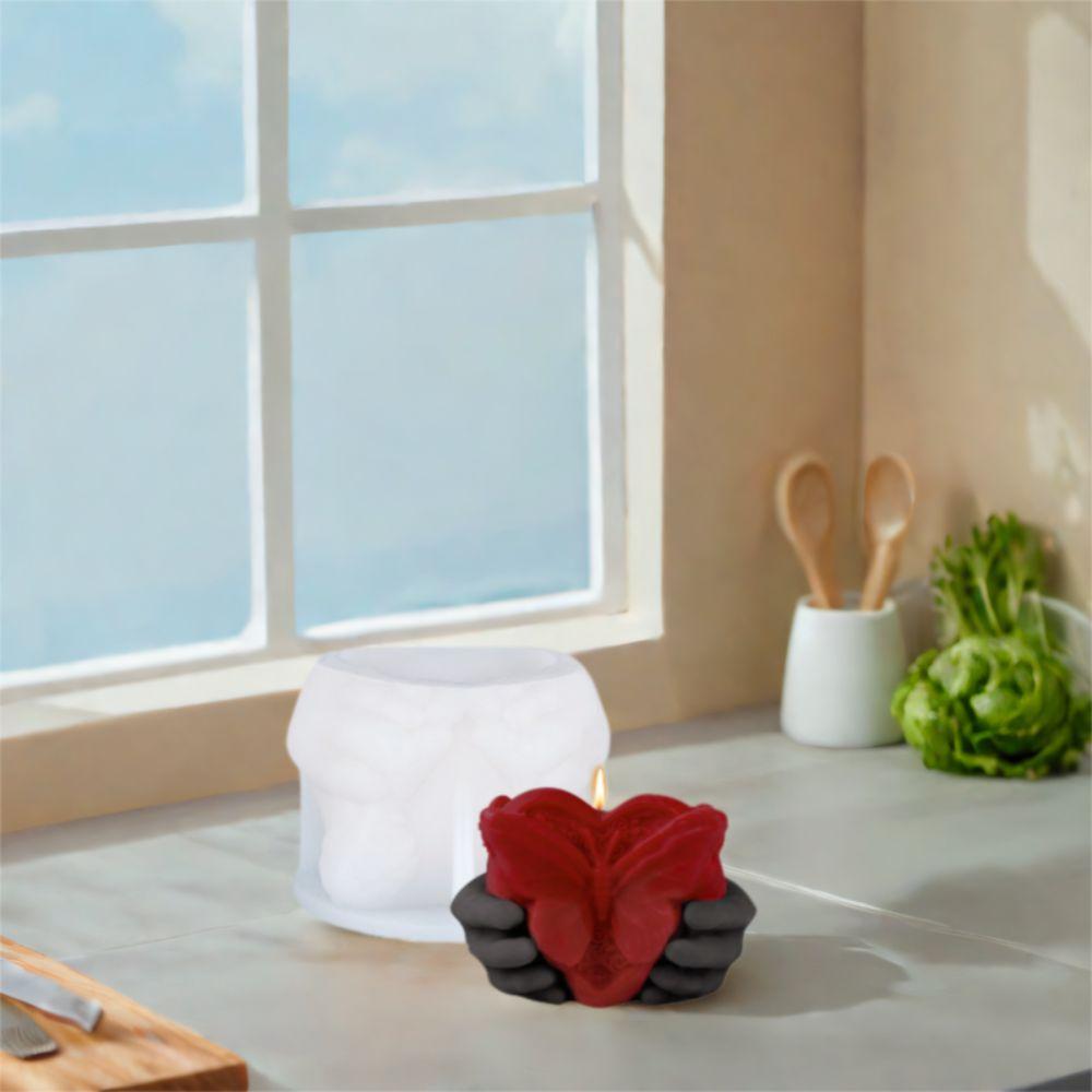 Reusable Hand Holding Heart Mold Silicone DIY Soap Mold Handmade Love Candle Mold  DIY Craft