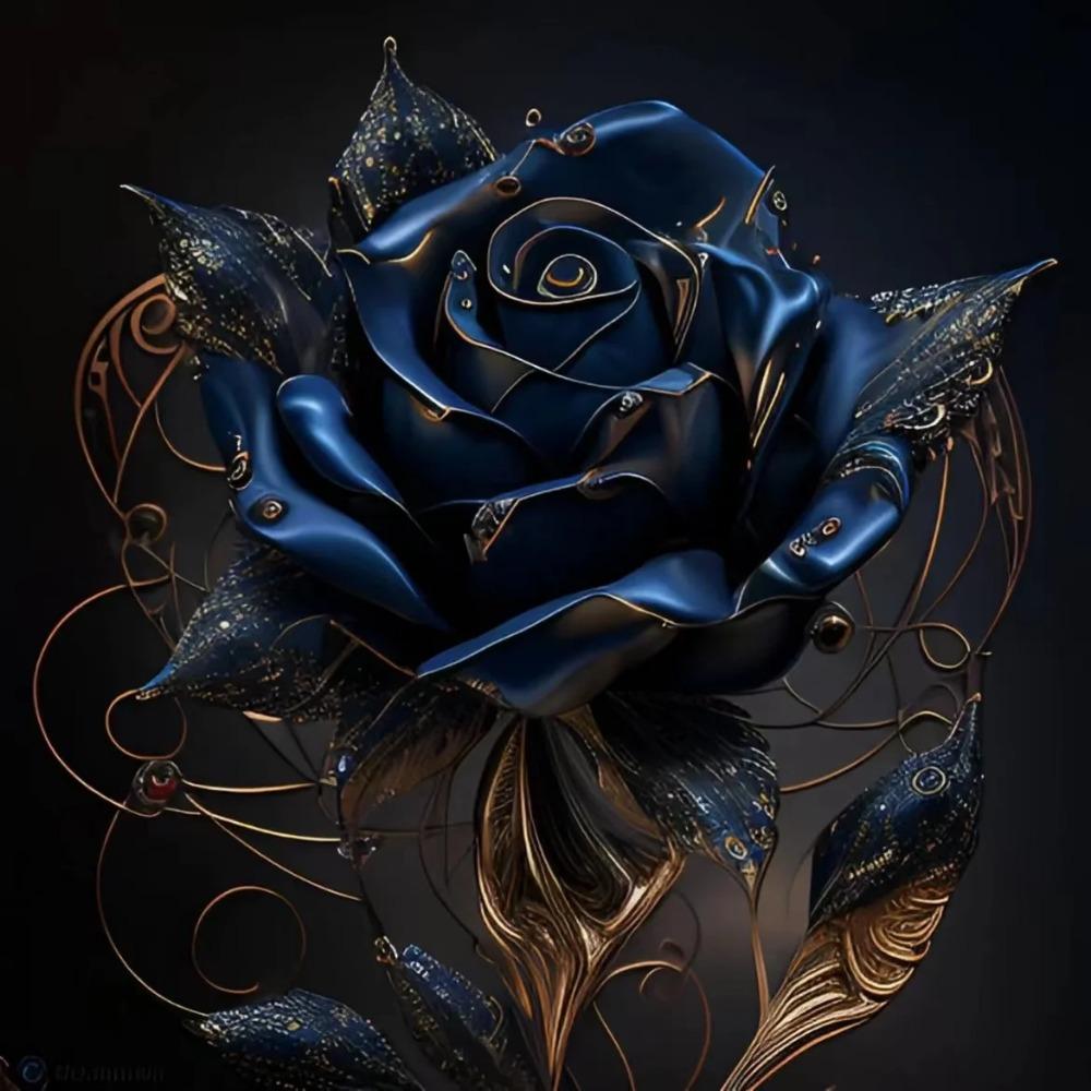 Diamant-Gemälde voller Bohrer, süßes Tier, rundes Diamant-Gemälde, handgefertigt, blaue Rose, Diy-Diamant-Mosaik-Gemälde, Heimdekoration