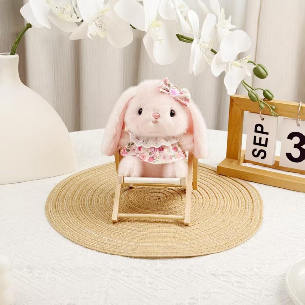 Cute Pink Bunny Plush Toy With Short Pile Fabric For Backpack Decoration
