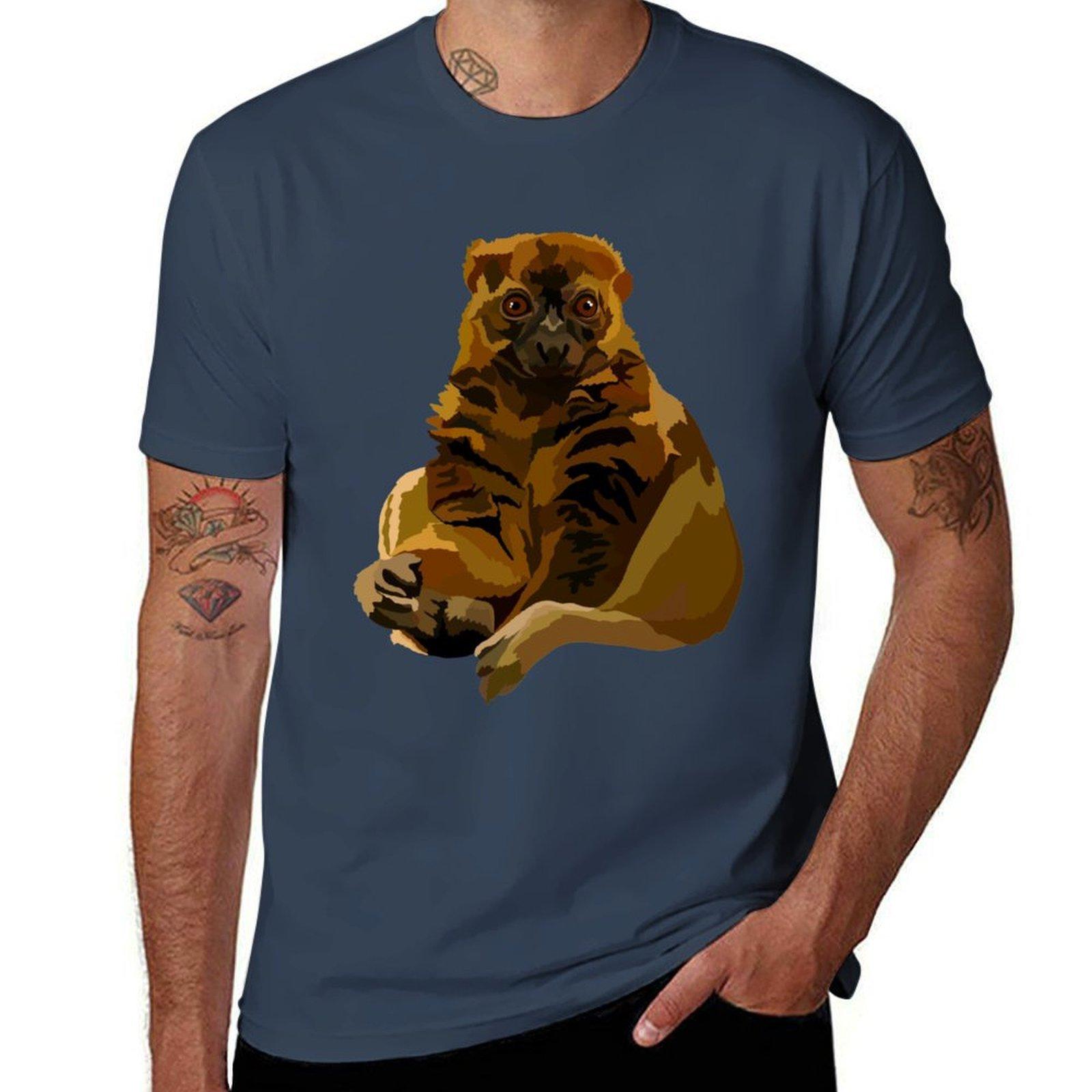 

G is for Greater bamboo lemur TShirt Summer Print Short Sleeve Tee S