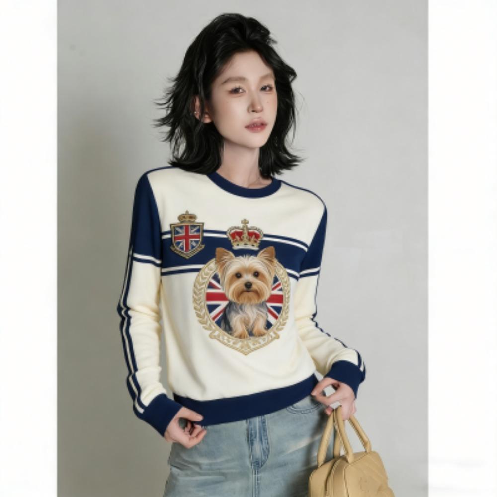 Spring Europe America Fashion Fun Cat Print Women's T-shirt Casual Pullover Women Long Sleeve Clothing Outdoor Street Tees Top