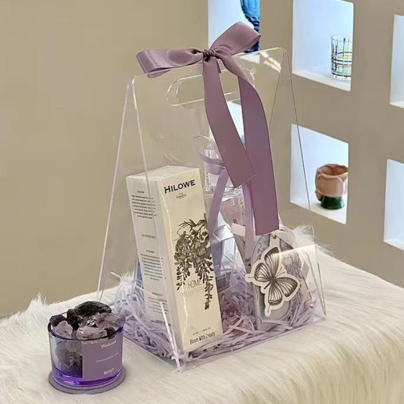 3D Bouquet Packaging Basket Transparent Acrylic Portable Flower Box Suitable for Weddings Birthdays Parties Valentine's Day Flower Gift Baskets