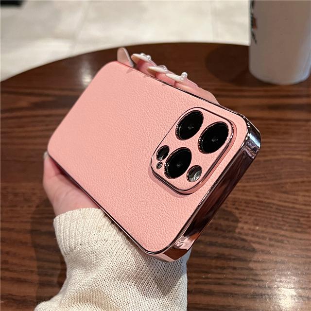 Leather Plating Frame Lens Protection Phone Case For Iphone 14 13 12 11pro Max 14pro Max Plus Ultra Thin Shockproof Bumper Cover