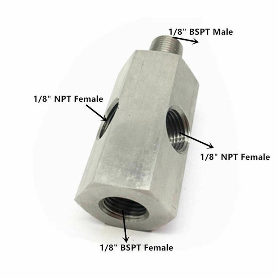 1/8'' BSPT Oil Pressure Sensor To Two NPT Adapter Turbo Supply Feed Line Gauge