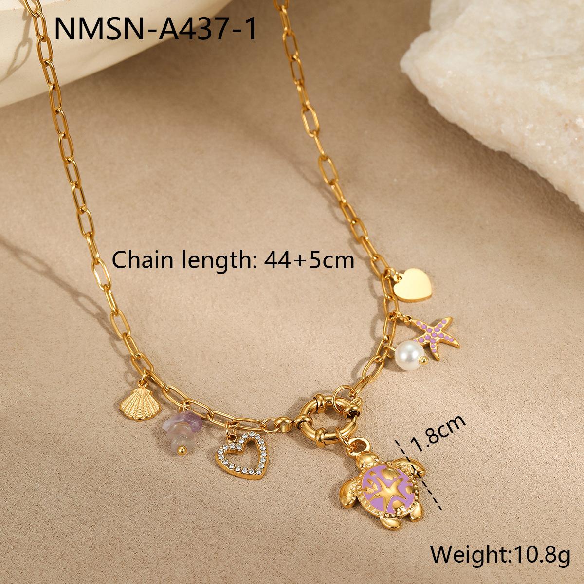 GEMCHIC Women s Ocean-Themed Sea Turtle Pendant Stainless Steel Necklace Multicolor Design 18K Gold Plated