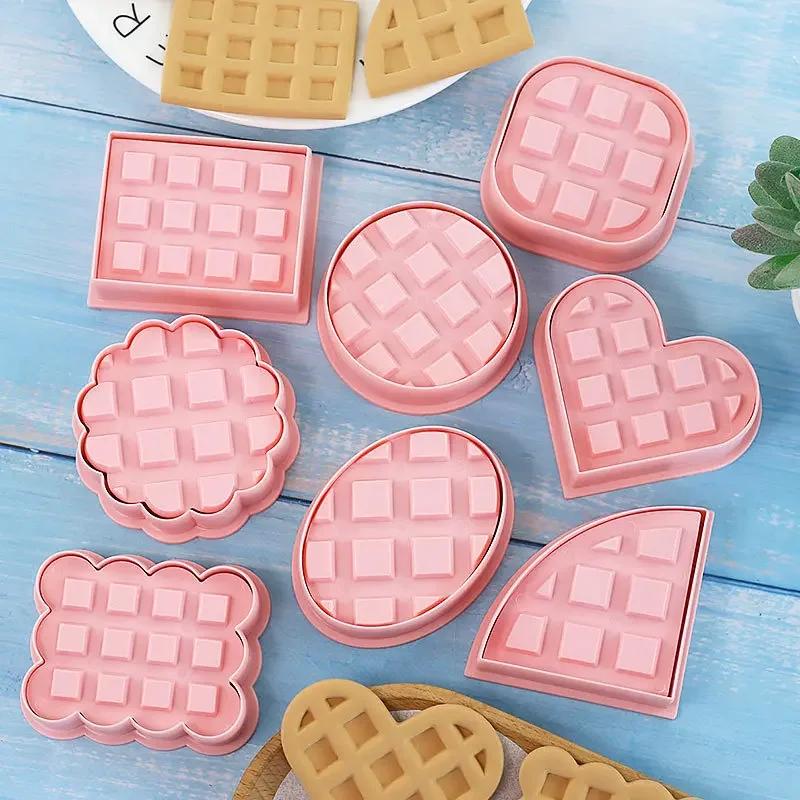16pcs Classic Retro Waffle Cookie Molds Set Includes Cookies Cutters Confectionery Stamp Practical Baking Pastry Bakeware Tools