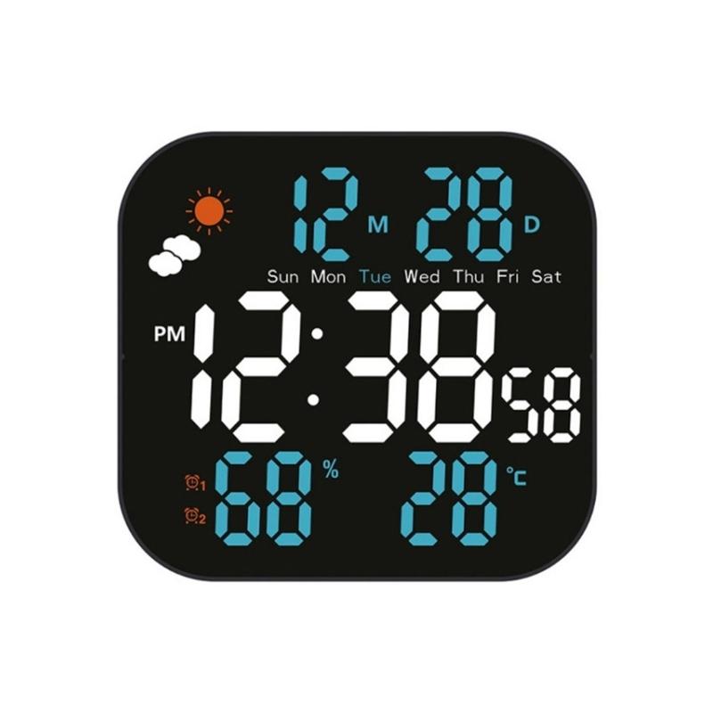 

Alarm Clocks for Bedroom LED Digital Weather Clocks Desk Alarm Clock with Auto Dimming Day of Week Indoor Temperature