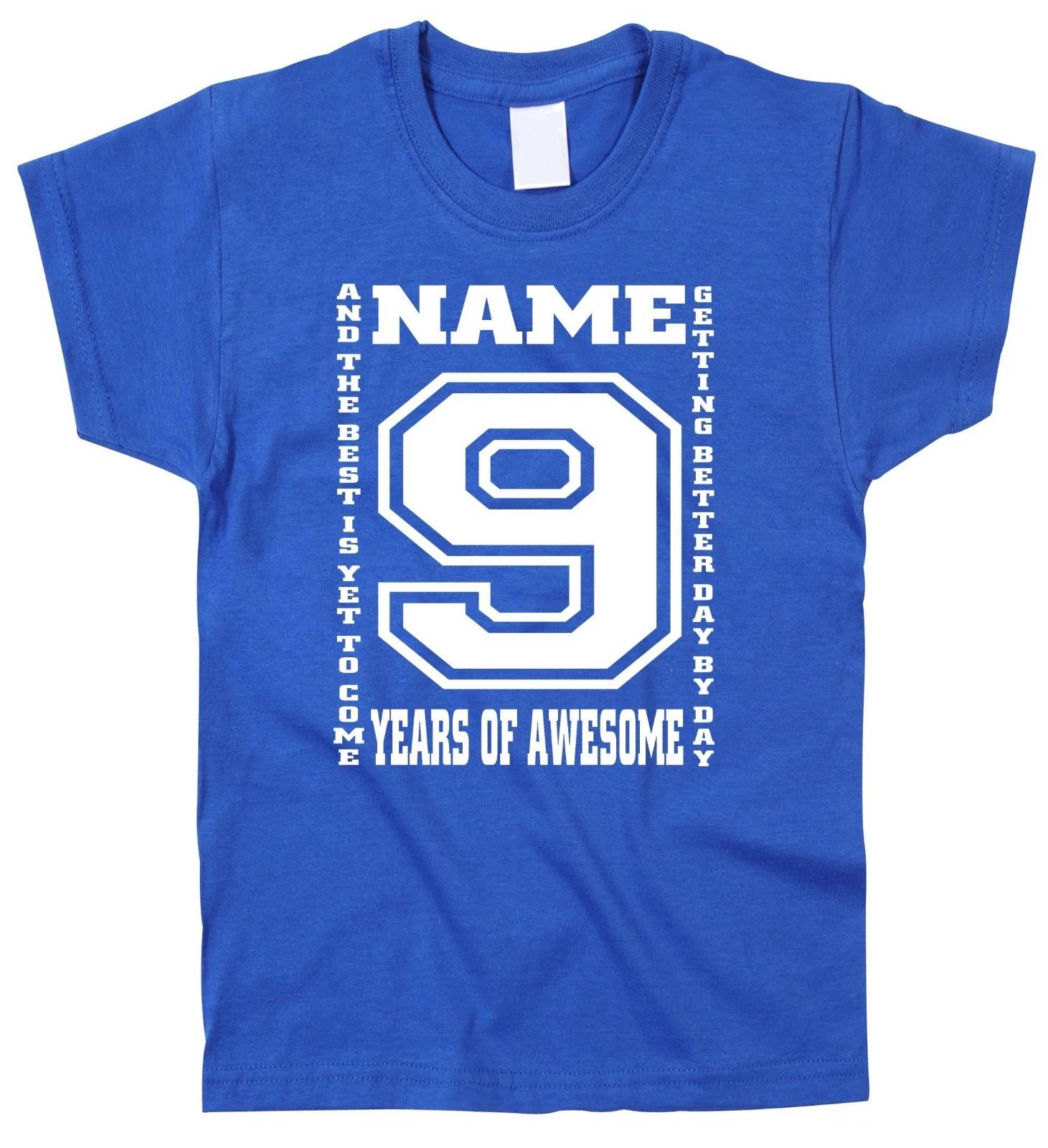 Kids Children s 9th Birthday T-Shirt Personalised Name Any Age Can Be Amended 100
