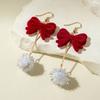 Bowknot Red Velvet Bow Earrings Zinc Zinc Alloy New Year Earrings Wine Red Bow Drop Earrings  Decoration