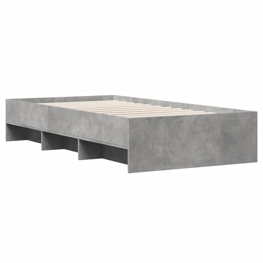 Bed Frame Concrete Grey 75 x 190 cm Engineered Wood