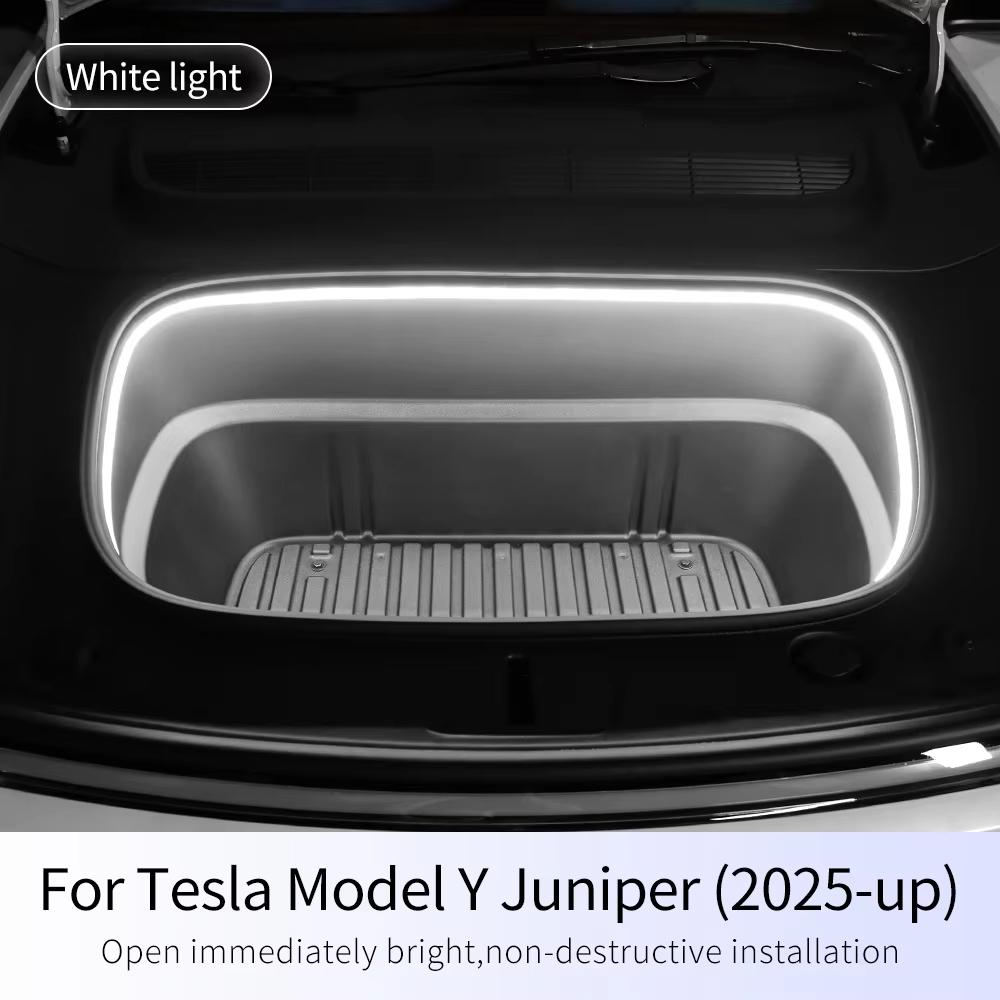 For Tesla Model Y 2025 Front Trunk Light, Magnetic Induction LED Lamp with White Yellow Light, Car Accessories