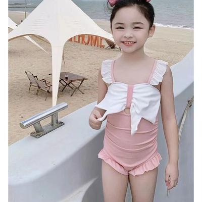 Children's Swimsuit Girls' Medium and Small Children's One-piece Swimsuit Girls' Year-old Milk Silk One-piece High Elastic Backless
