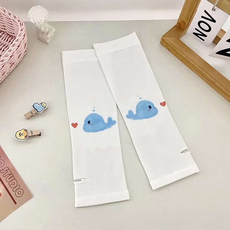 Kids' Ice Silk Sun Protection Arm Sleeves: Cute Cartoon Design for Boys and Girls