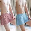 Boxer piatti da uomo casual larghi a quadri, a gamba larga, in cotone, da indossare in casa, intimo sportivo, per ragazzi, boxer da bagno