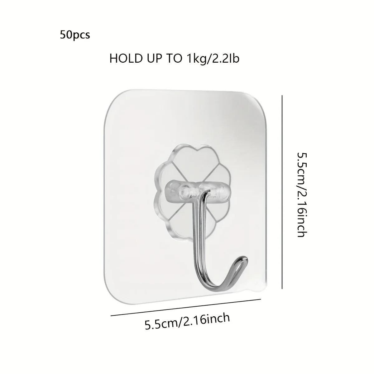 

50/100 шт. - Крючок на дверь, клейкие настенные крючки, прозрачные, противоскользящие, без следов, сверхпрочные, приклеивающиеся крючки, настенная наклейка для ванной комнаты, кухни