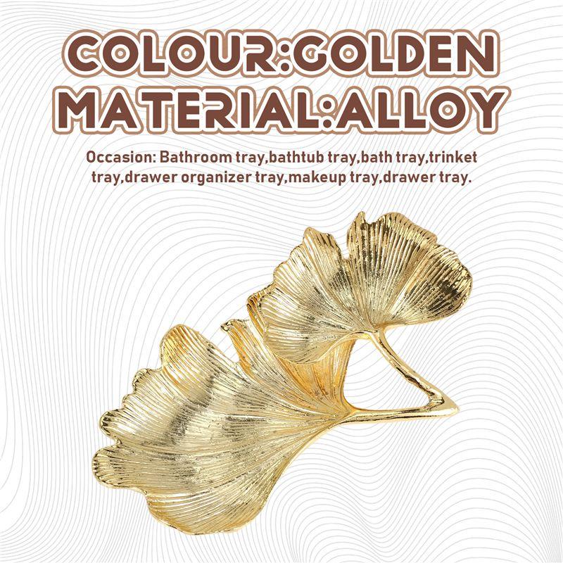 Vasso Decorativo Foglia di Ginkgo Biloba Foglia d'Oro Vasso per Gioielli in Oro Piatto Decorativo da Scrivania Vasso Organizzatore per Anelli Collane