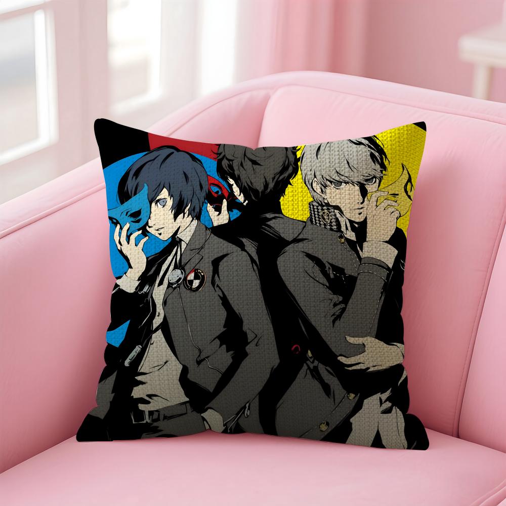 Anime Game PPersona  Cushion Cover Natural Linen Pillow Case DoubleSided Print Decorative Sofa Pillowcase Home Decor Gift