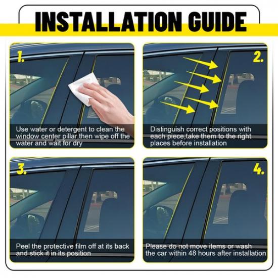 8X Door Trim Pillar Posts Gloss Black Cover Decor For 2013-2018 Toyota RAV4 EOA