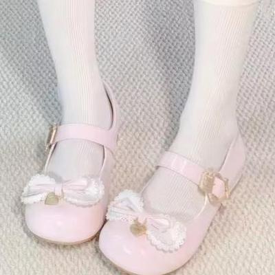 Spring Heel Single Shoes Women's Fashion Round Head Shallow Bow Wear Resistant Mary Jane Shoes