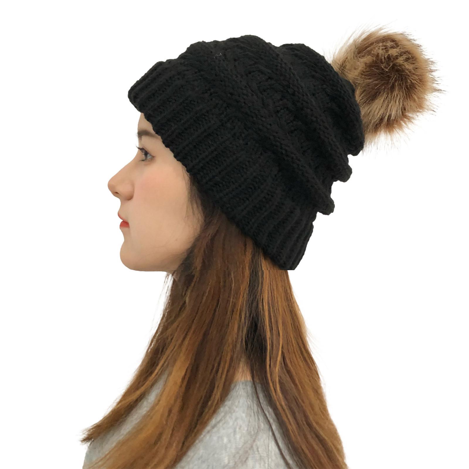 

Зимняя вязаная крючком шапка для мужчин и женщин, шерстяные вязаные теплые шапки One Size чёрный