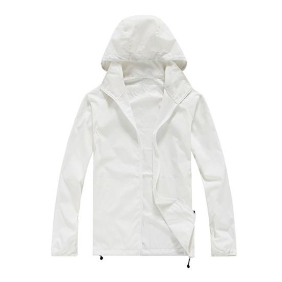 

Сплошной цвет, быстросохнущая повседневная уличная куртка, водонепроницаемая ветрозащитная солнцезащитная спортивная куртка для бега M белый