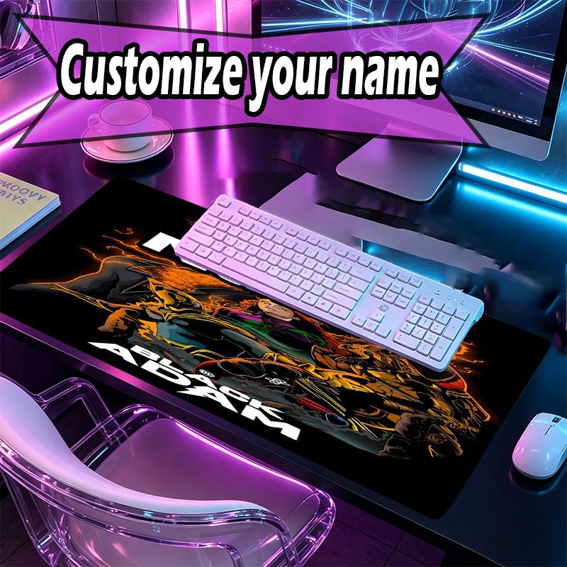 Custom Name Personalized Black Adam Pattern Mousepad, Laptop PC Desk Mat, Decorative Desk Mat for Home Keyboard Pad Gift