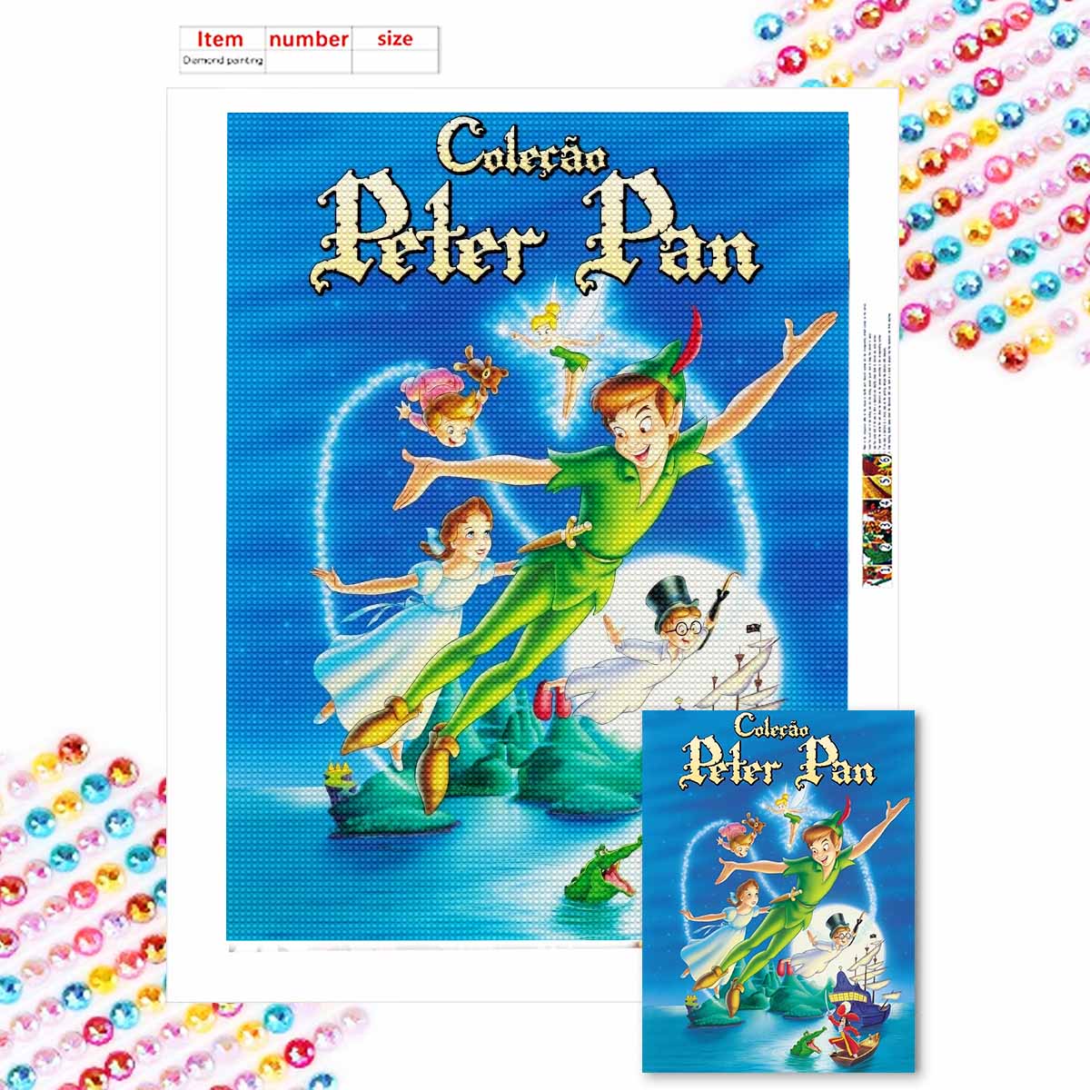 

5D Алмазная живопись своими руками Питер Пэн Полная выкладка Стразы Мозаика Вышивка Изделия ручной работы Домашний декор Подарок Round 20x30cm